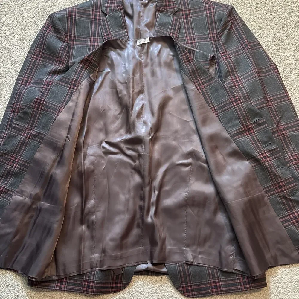 John Cena Own David Alan Holland Sherry Gray Plaid 3 Piece Suit Custom Wool